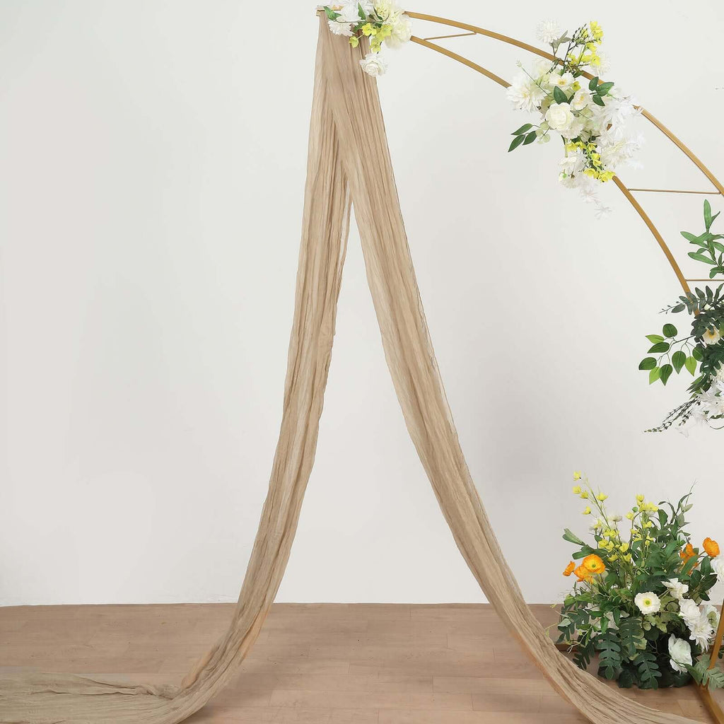 20ft Beige Gauze Cheesecloth Fabric Wedding Arch Drapery, Window Scarf Valance, Boho Decor Arbor Curtain Panel - Bell Racket Store