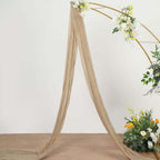 20ft Beige Gauze Cheesecloth Fabric Wedding Arch Drapery, Window Scarf Valance, Boho Decor Arbor Curtain Panel - Bell Racket Store