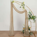 20ft Beige Gauze Cheesecloth Fabric Wedding Arch Drapery, Window Scarf Valance, Boho Decor Arbor Curtain Panel - Bell Racket Store