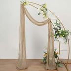 20ft Beige Gauze Cheesecloth Fabric Wedding Arch Drapery, Window Scarf Valance, Boho Decor Arbor Curtain Panel - Bell Racket Store
