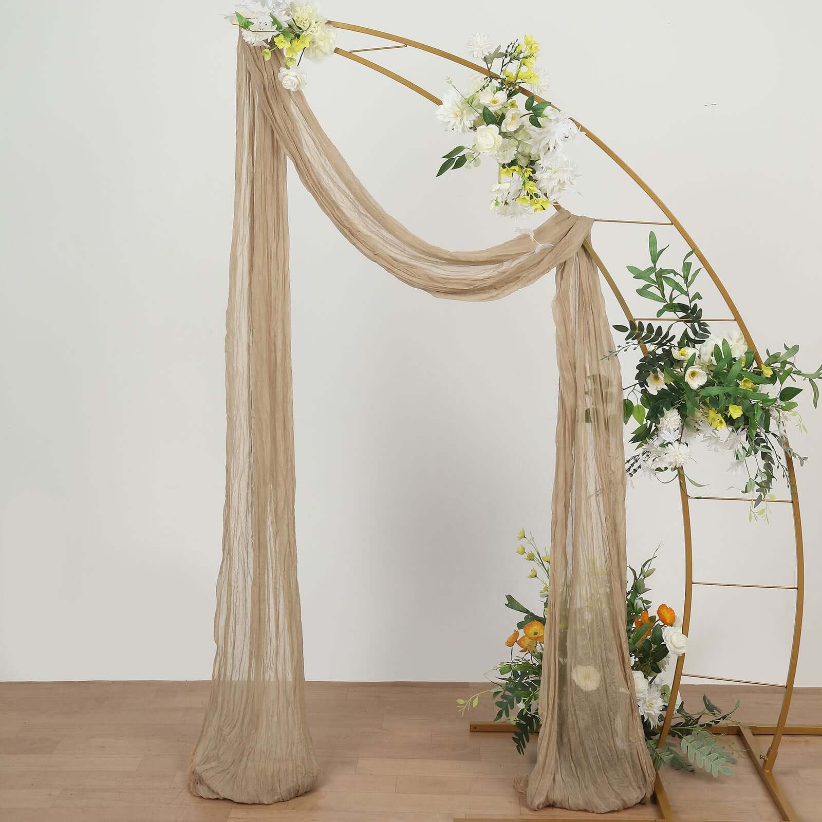 20ft Beige Gauze Cheesecloth Fabric Wedding Arch Drapery, Window Scarf Valance, Boho Decor Arbor Curtain Panel - Bell Racket Store