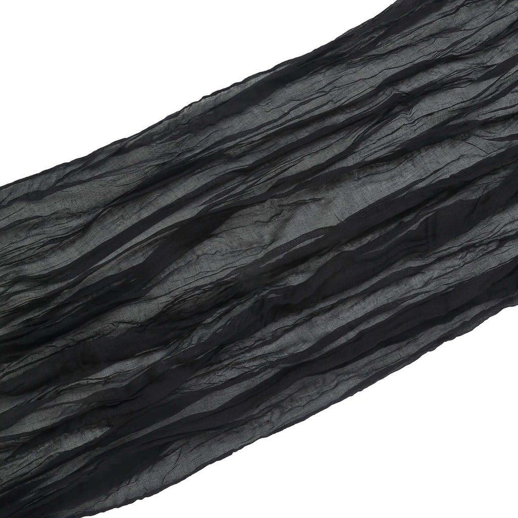 20ft Black Gauze Cheesecloth Fabric Wedding Arch Drapery, Window Scarf Valance, Boho Decor Arbor Curtain Panel - Bell Racket Store