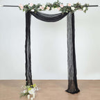 20ft Black Gauze Cheesecloth Fabric Wedding Arch Drapery, Window Scarf Valance, Boho Decor Arbor Curtain Panel - Bell Racket Store