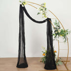 20ft Black Gauze Cheesecloth Fabric Wedding Arch Drapery, Window Scarf Valance, Boho Decor Arbor Curtain Panel - Bell Racket Store