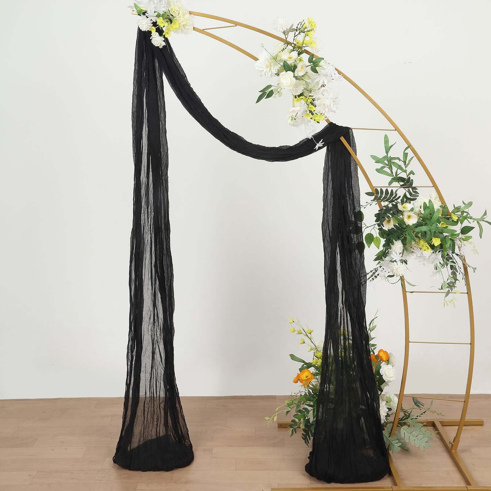 20ft Black Gauze Cheesecloth Fabric Wedding Arch Drapery, Window Scarf Valance, Boho Decor Arbor Curtain Panel - Bell Racket Store