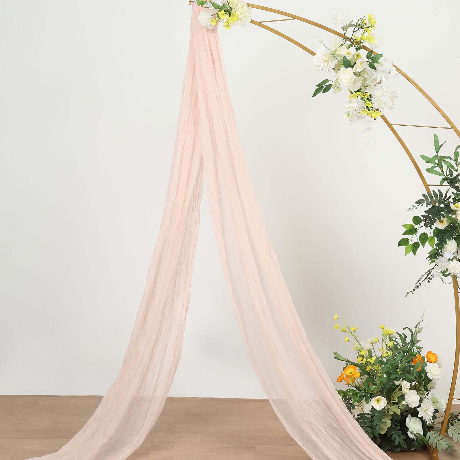 20ft Blush Gauze Cheesecloth Fabric Wedding Arch Drapery, Window Scarf Valance, Boho Decor Arbor Curtain Panel - Bell Racket Store