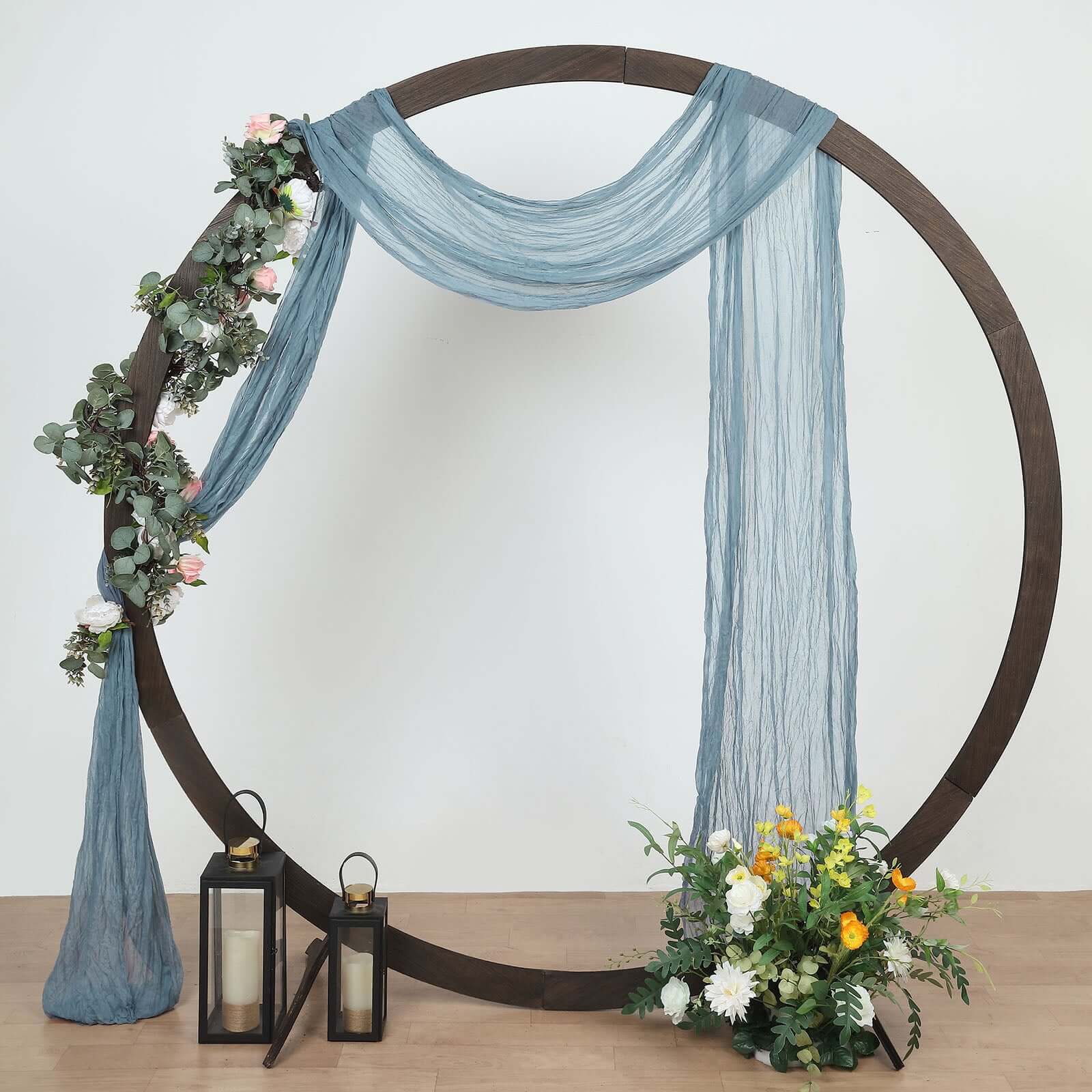 20ft Dusty Blue Gauze Cheesecloth Fabric Wedding Arch Drapery, Window Scarf Valance, Boho Decor Arbor Curtain Panel - Bell Racket Store