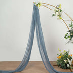 20ft Dusty Blue Gauze Cheesecloth Fabric Wedding Arch Drapery, Window Scarf Valance, Boho Decor Arbor Curtain Panel - Bell Racket Store
