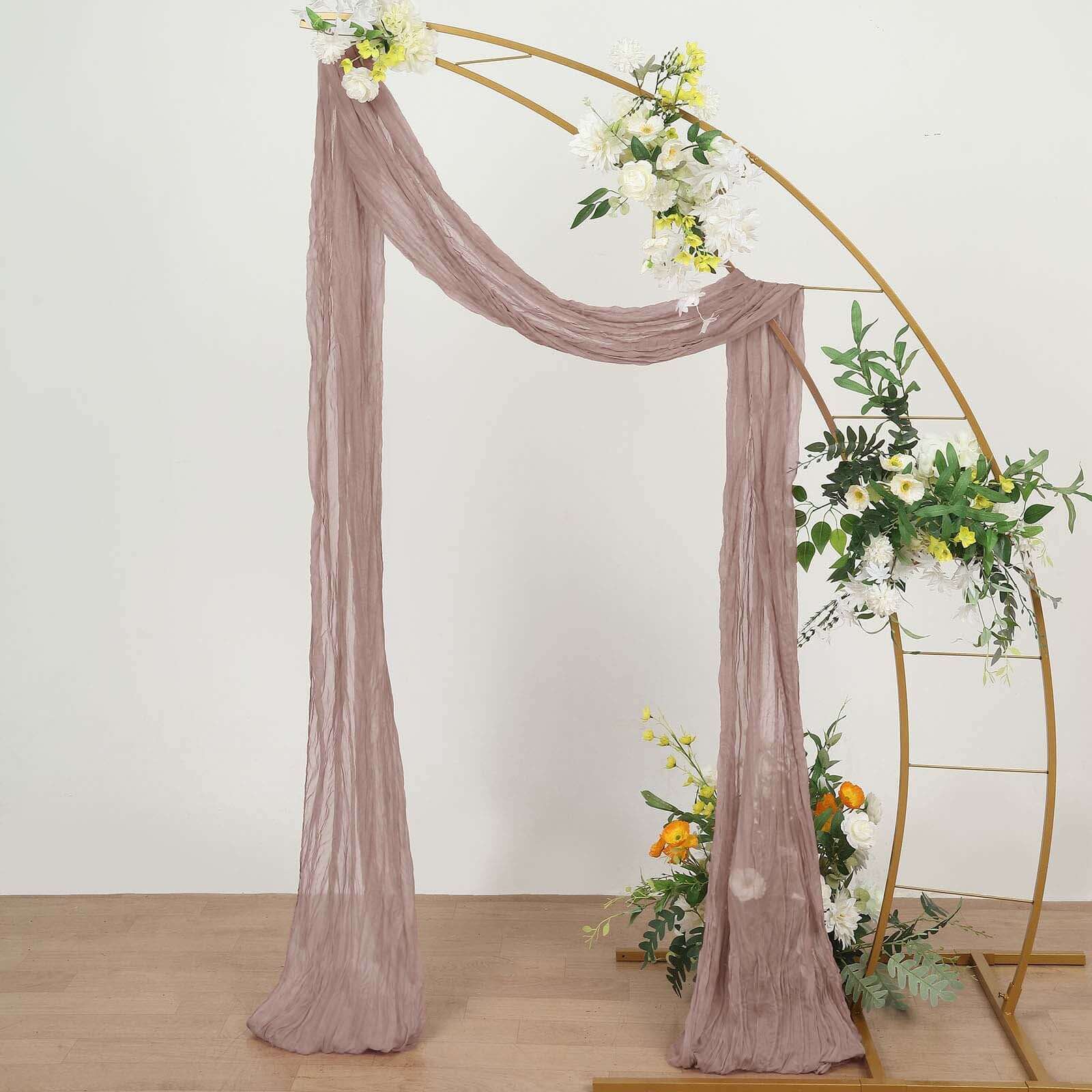 20ft Dusty Rose Gauze Cheesecloth Fabric Wedding Arch Drapery, Window Scarf Valance, Boho Decor Arbor Curtain Panel - Bell Racket Store