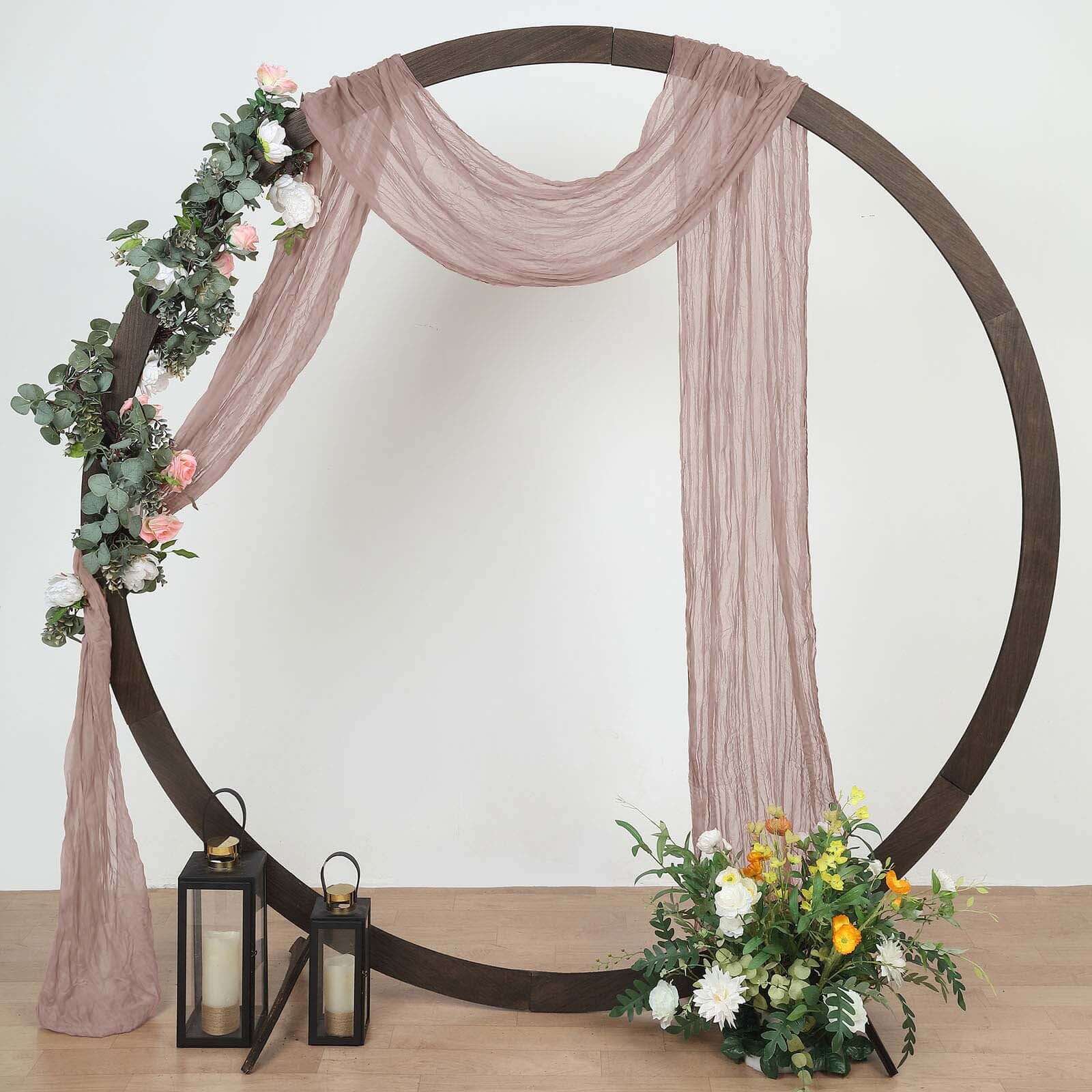 20ft Dusty Rose Gauze Cheesecloth Fabric Wedding Arch Drapery, Window Scarf Valance, Boho Decor Arbor Curtain Panel - Bell Racket Store
