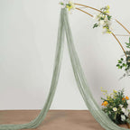 20ft Dusty Sage Green Gauze Cheesecloth Fabric Wedding Arch Drapery, Window Scarf Valance, Boho Decor Arbor Curtain Panel - Bell Racket Store