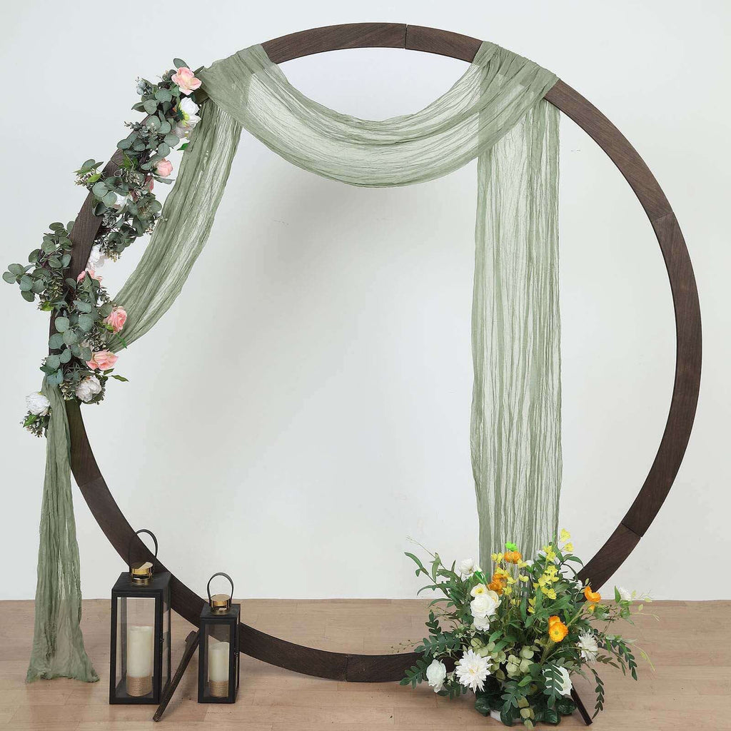 20ft Dusty Sage Green Gauze Cheesecloth Fabric Wedding Arch Drapery, Window Scarf Valance, Boho Decor Arbor Curtain Panel - Bell Racket Store