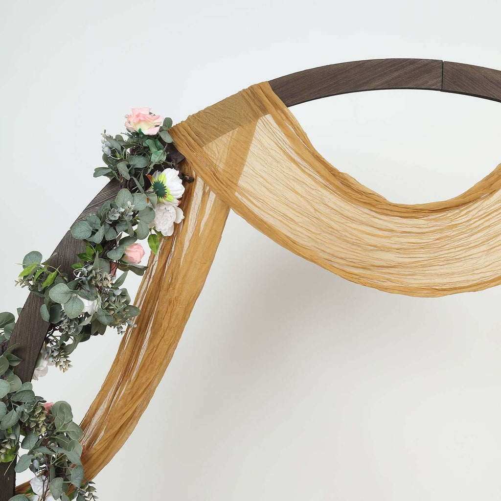 20ft Gold Gauze Cheesecloth Fabric Wedding Arch Drapery, Window Scarf Valance, Boho Decor Arbor Curtain Panel - Bell Racket Store