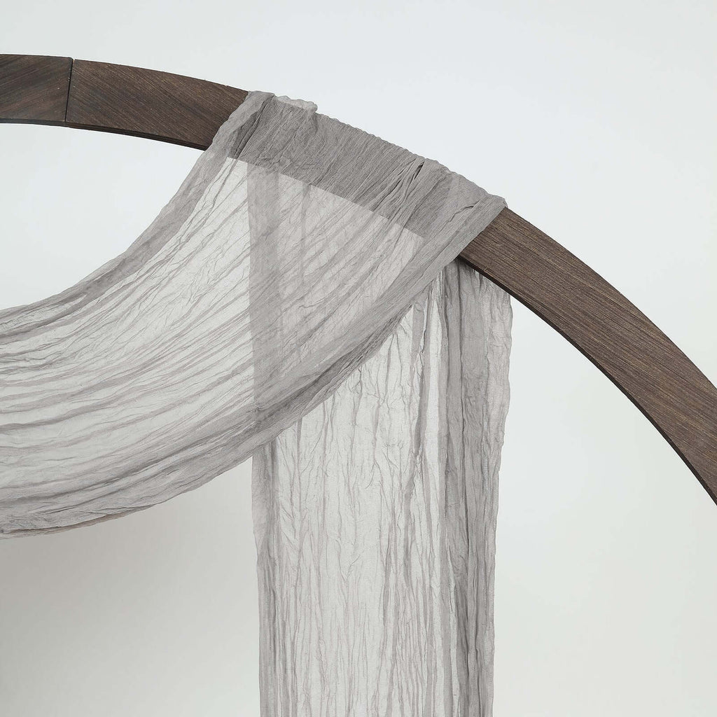 20ft Gray Gauze Cheesecloth Fabric Wedding Arch Drapery, Window Scarf Valance, Boho Decor Arbor Curtain Panel - Bell Racket Store