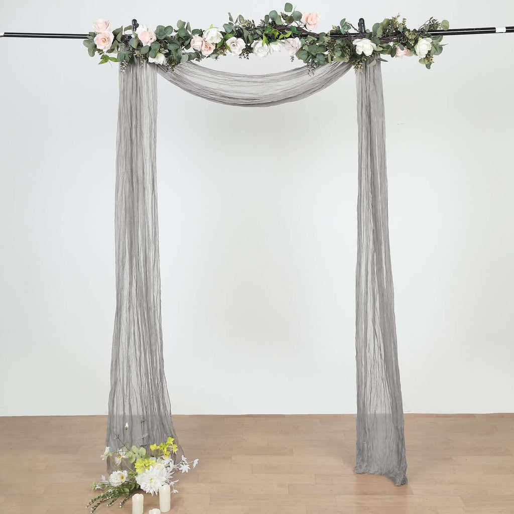20ft Gray Gauze Cheesecloth Fabric Wedding Arch Drapery, Window Scarf Valance, Boho Decor Arbor Curtain Panel - Bell Racket Store