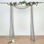20ft Gray Gauze Cheesecloth Fabric Wedding Arch Drapery, Window Scarf Valance, Boho Decor Arbor Curtain Panel - Bell Racket Store