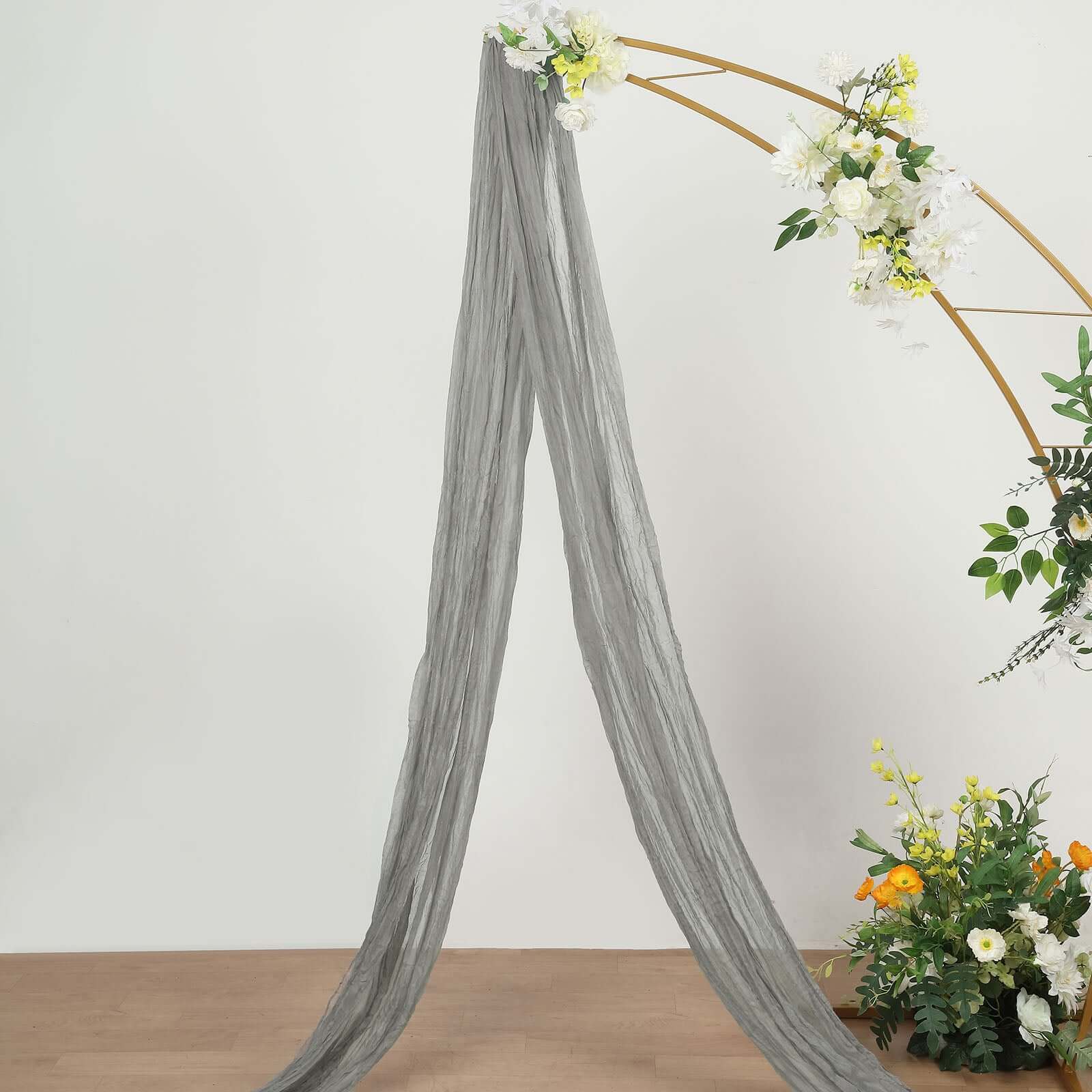 20ft Gray Gauze Cheesecloth Fabric Wedding Arch Drapery, Window Scarf Valance, Boho Decor Arbor Curtain Panel - Bell Racket Store