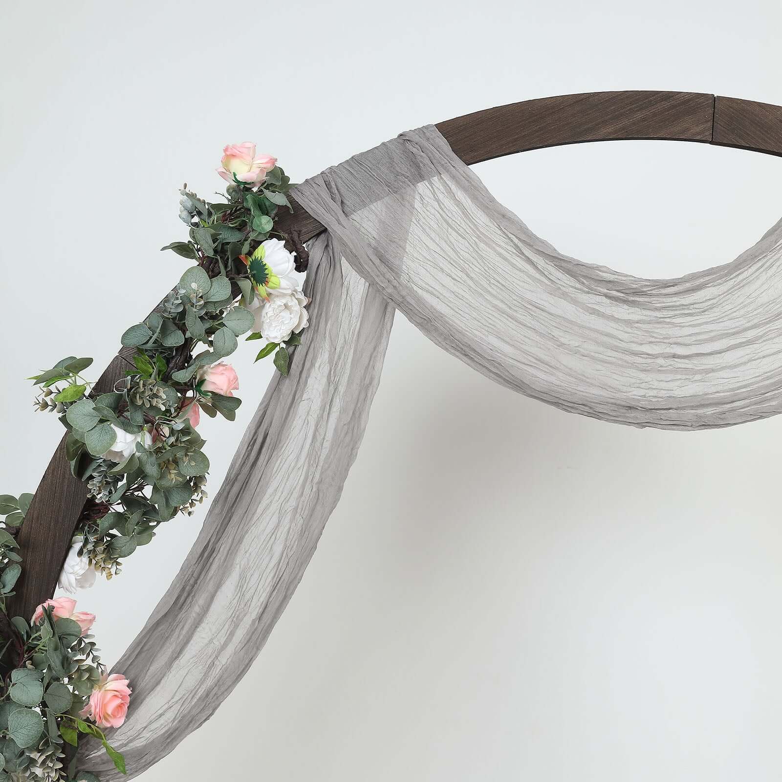 20ft Gray Gauze Cheesecloth Fabric Wedding Arch Drapery, Window Scarf Valance, Boho Decor Arbor Curtain Panel - Bell Racket Store