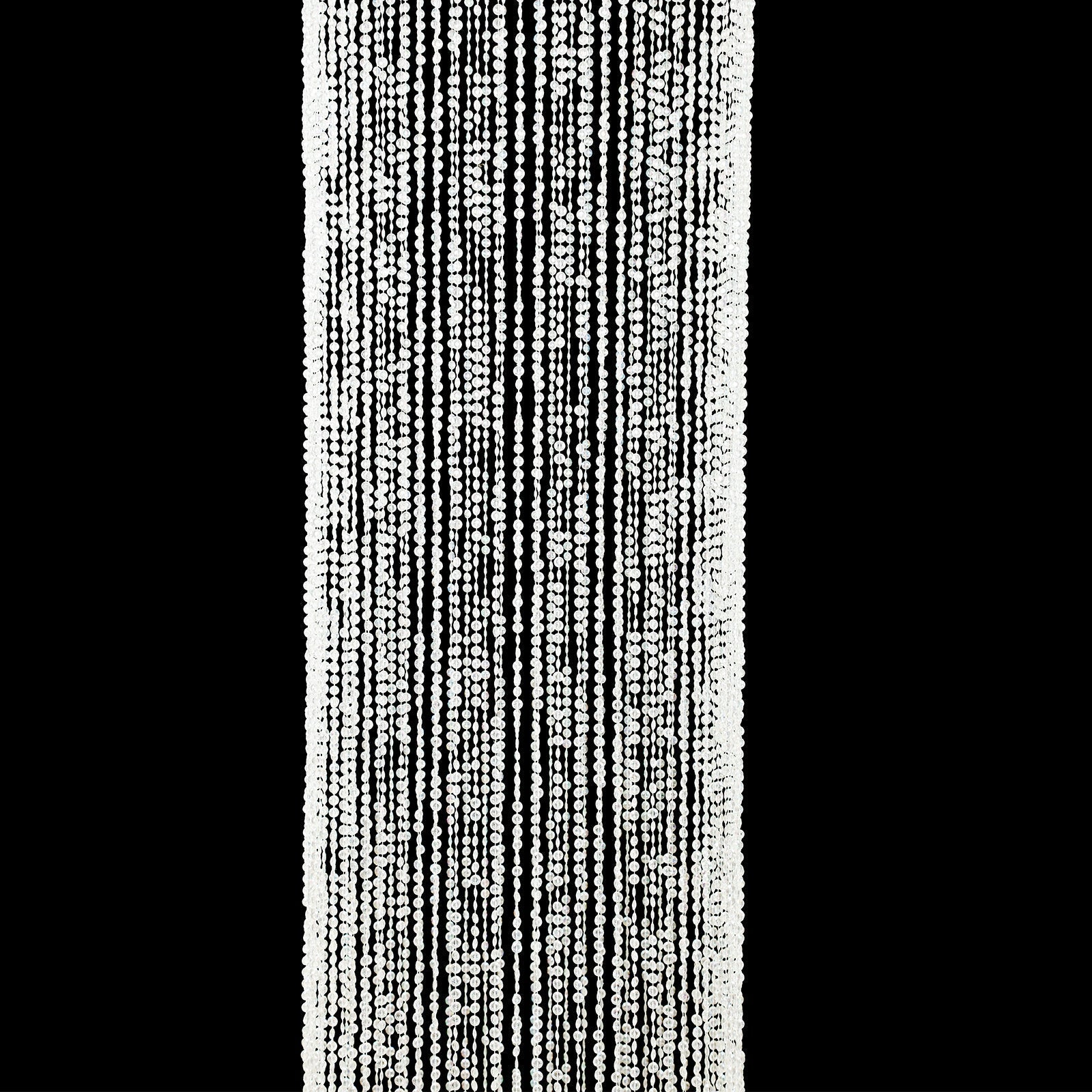 20ft Hanging Beaded Crystal Column Chandelier, Tall Beads Curtain Round with Silver Metal Hoop and Hanging Chain - Bell Racket Store