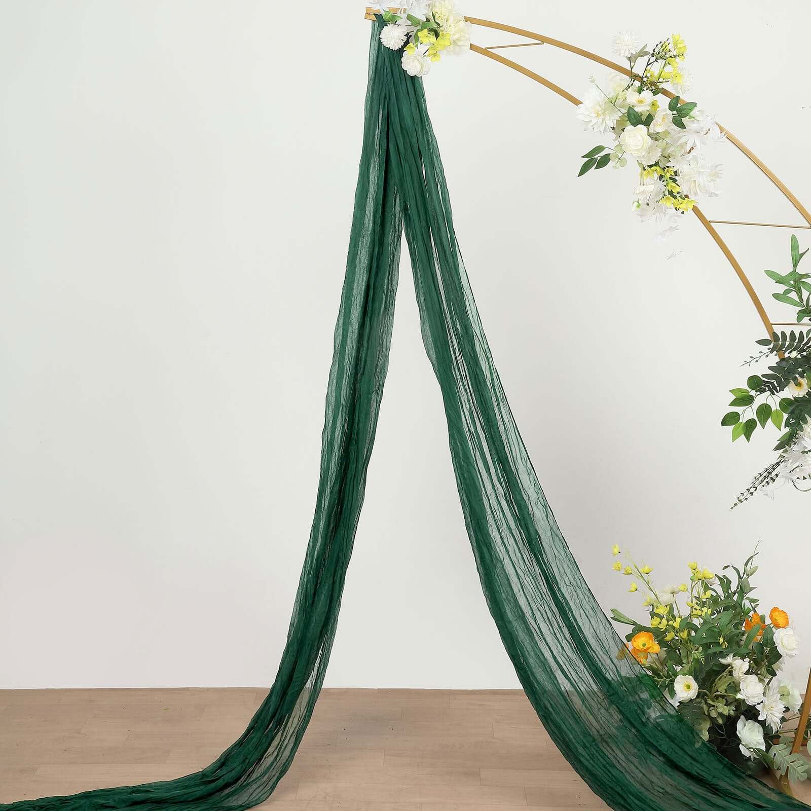 20ft Hunter Emerald Green Gauze Cheesecloth Fabric Wedding Arch Drapery, Window Scarf Valance, Boho Decor Arbor Curtain Panel - Bell Racket Store