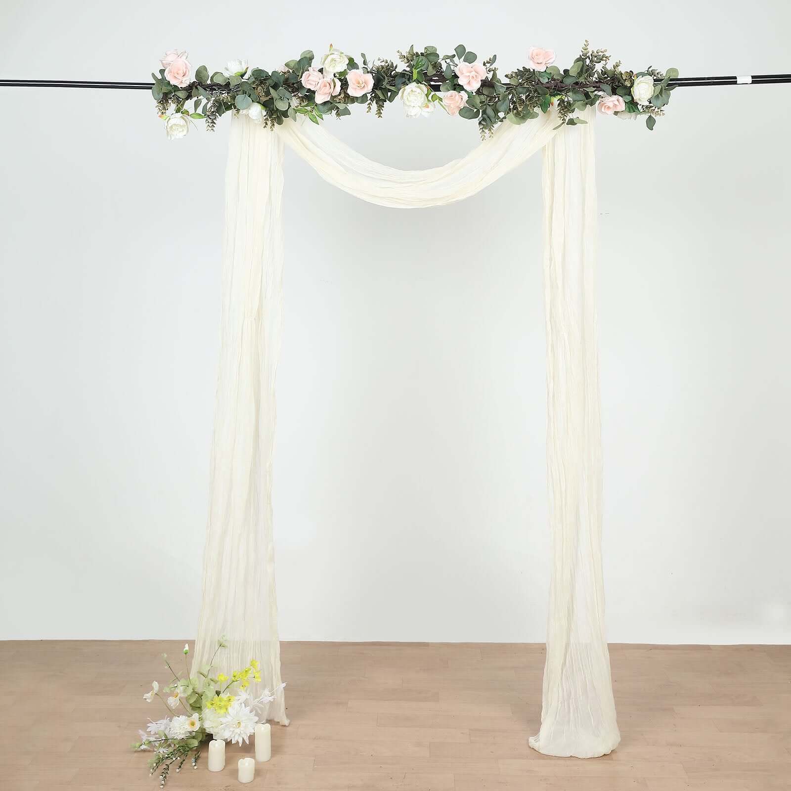 20ft Ivory Gauze Cheesecloth Fabric Wedding Arch Drapery, Window Scarf Valance, Boho Decor Arbor Curtain Panel - Bell Racket Store