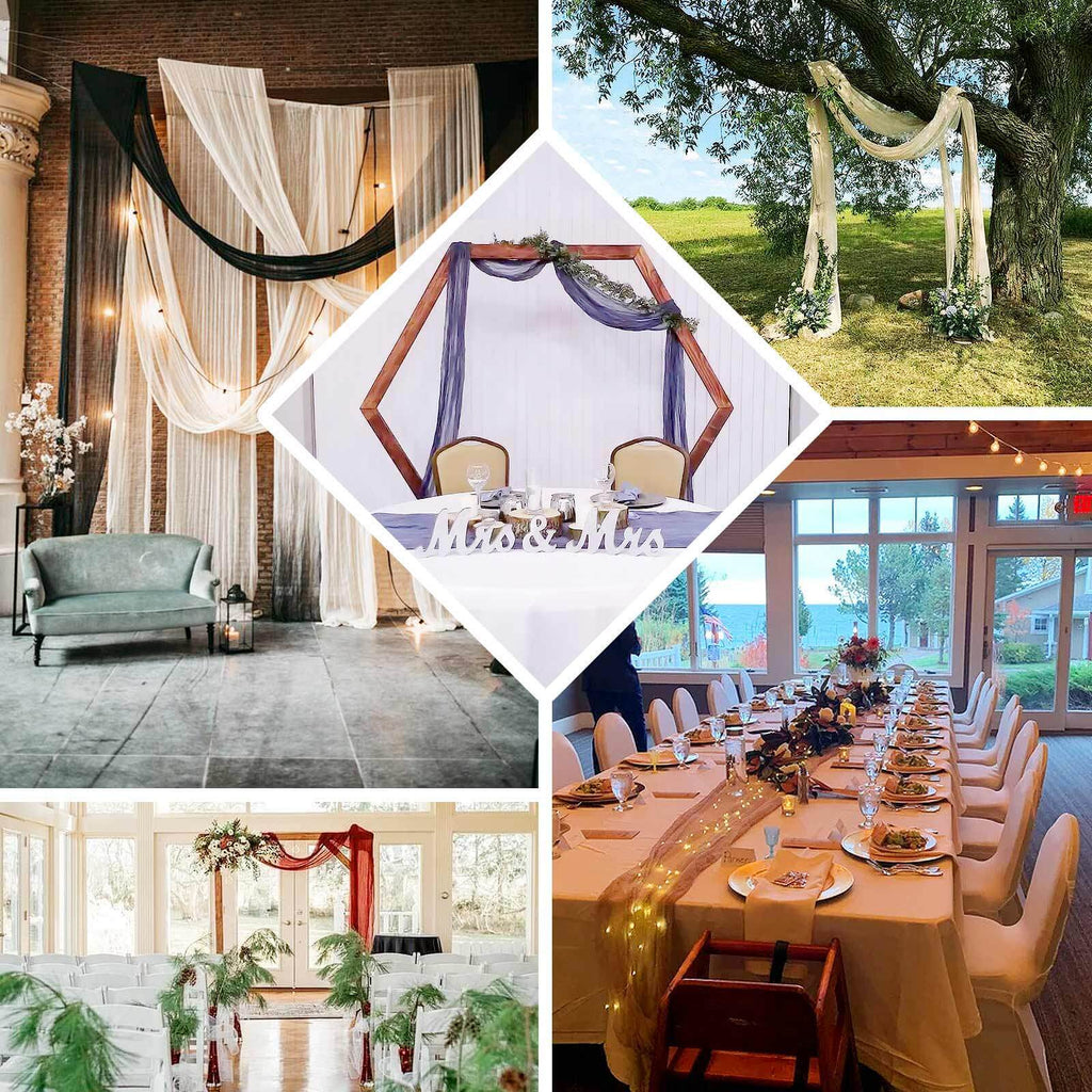 20ft Natural Gauze Cheesecloth Fabric Wedding Arch Drapery, Window Scarf Valance, Boho Decor Arbor Curtain Panel - Bell Racket Store
