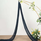 20ft Navy Blue Gauze Cheesecloth Fabric Wedding Arch Drapery, Window Scarf Valance, Boho Decor Arbor Curtain Panel - Bell Racket Store