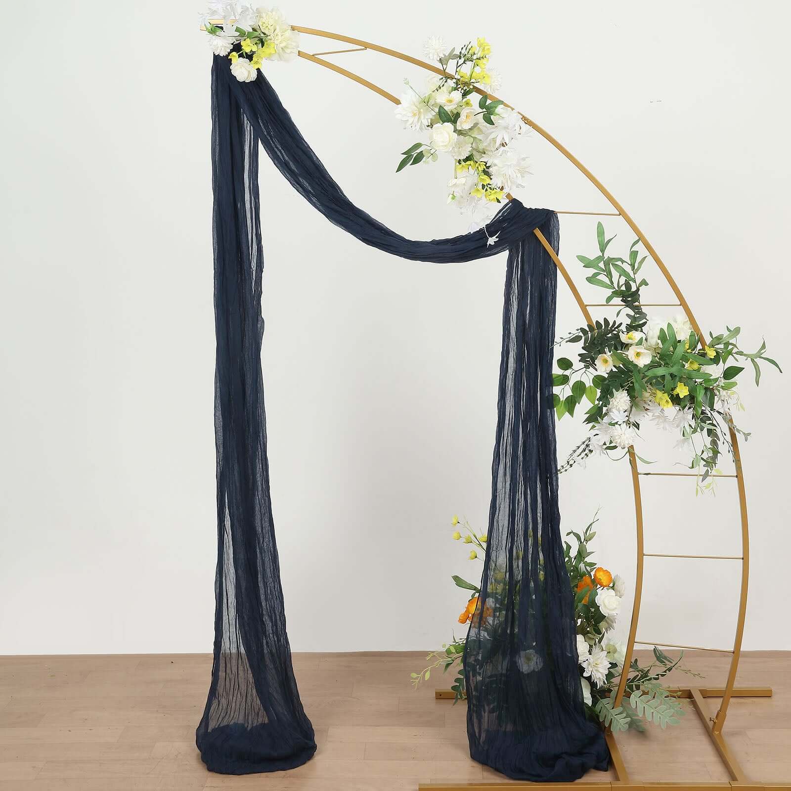 20ft Navy Blue Gauze Cheesecloth Fabric Wedding Arch Drapery, Window Scarf Valance, Boho Decor Arbor Curtain Panel - Bell Racket Store