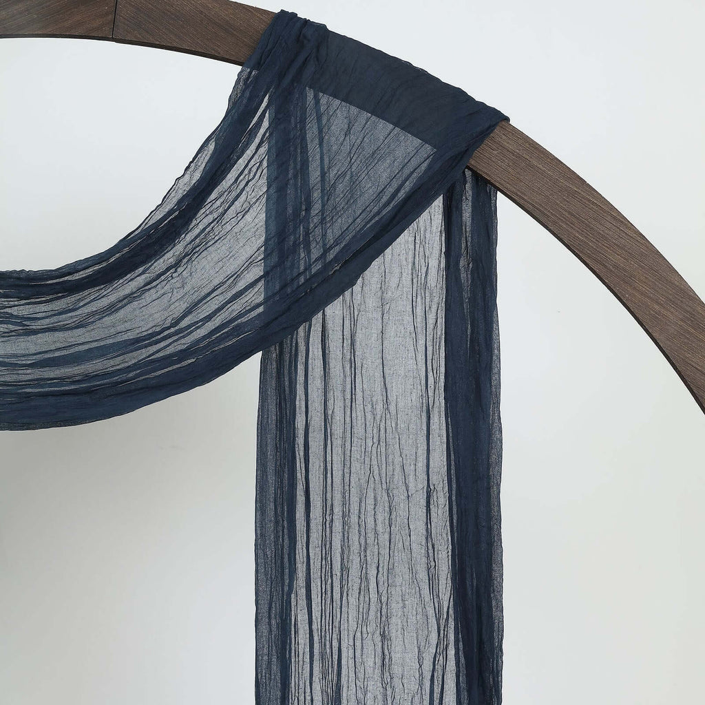 20ft Navy Blue Gauze Cheesecloth Fabric Wedding Arch Drapery, Window Scarf Valance, Boho Decor Arbor Curtain Panel - Bell Racket Store