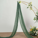 20ft Olive Green Gauze Cheesecloth Fabric Wedding Arch Drapery, Window Scarf Valance, Boho Decor Arbor Curtain Panel - Bell Racket Store
