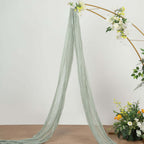 20ft Sage Green Gauze Cheesecloth Fabric Wedding Arch Drapery, Window Scarf Valance, Boho Decor Arbor Curtain Panel - Bell Racket Store