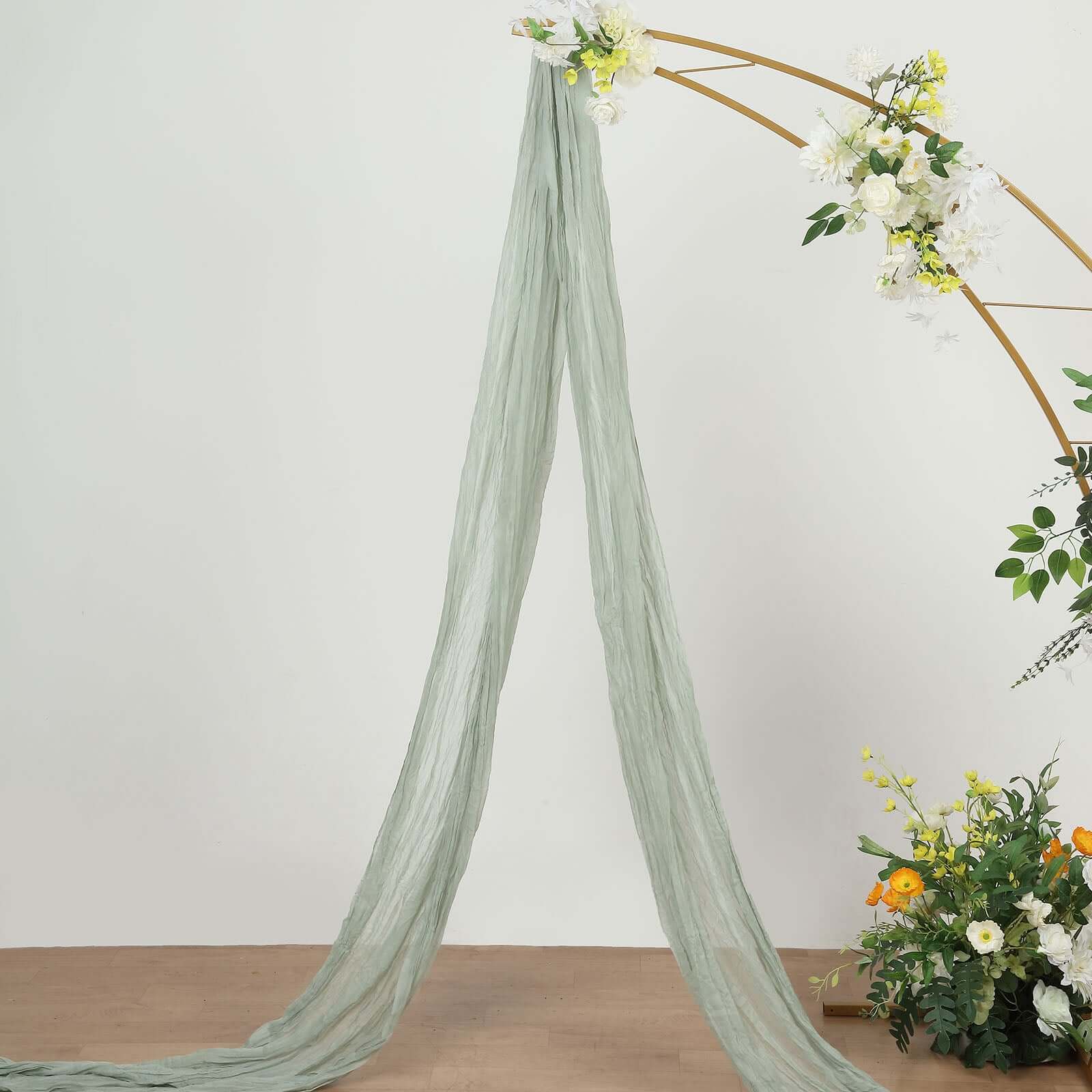 20ft Sage Green Gauze Cheesecloth Fabric Wedding Arch Drapery, Window Scarf Valance, Boho Decor Arbor Curtain Panel - Bell Racket Store