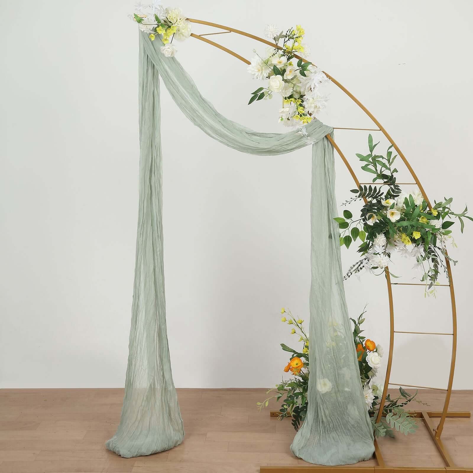 20ft Sage Green Gauze Cheesecloth Fabric Wedding Arch Drapery, Window Scarf Valance, Boho Decor Arbor Curtain Panel - Bell Racket Store