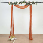 20ft Terracotta (Rust) Gauze Cheesecloth Fabric Wedding Arch Drapery, Window Scarf Valance, Boho Decor Arbor Curtain Panel - Bell Racket Store