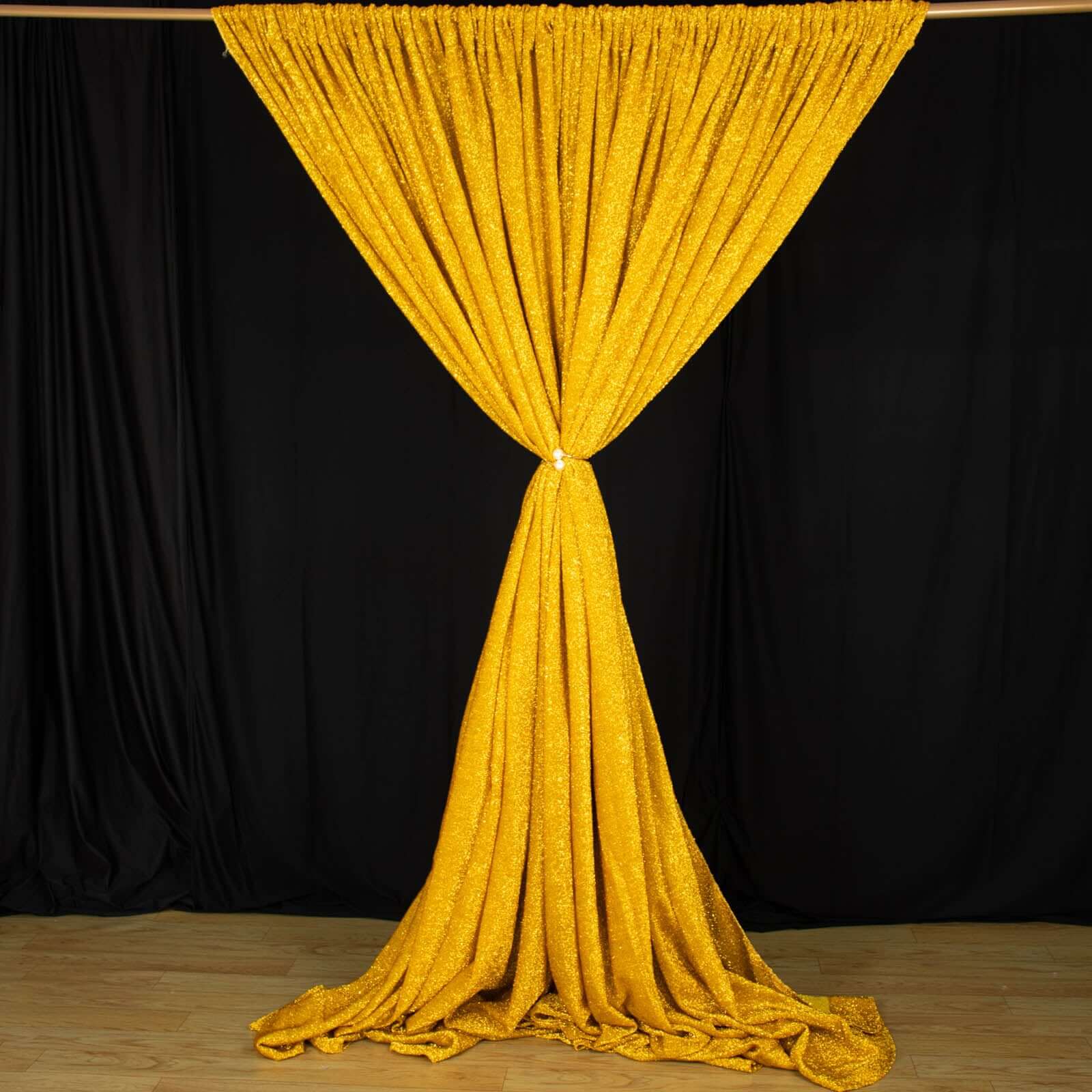 20ftx10ft Gold Metallic Shimmer Tinsel Event Curtain Drapes, Backdrop Event Panel