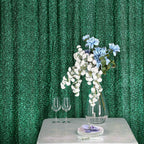 20ftx10ft Hunter Emerald Green Metallic Shimmer Tinsel Event Curtain Drapes, Backdrop Event Panel - Bell Racket Store
