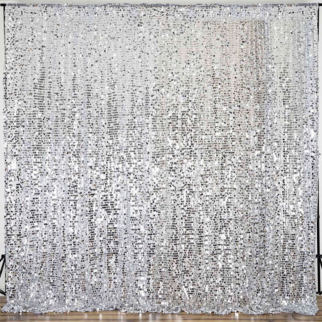 20ftx10ft Silver Big Payette Sequin Event Curtain Drapes, Backdrop Event Panel