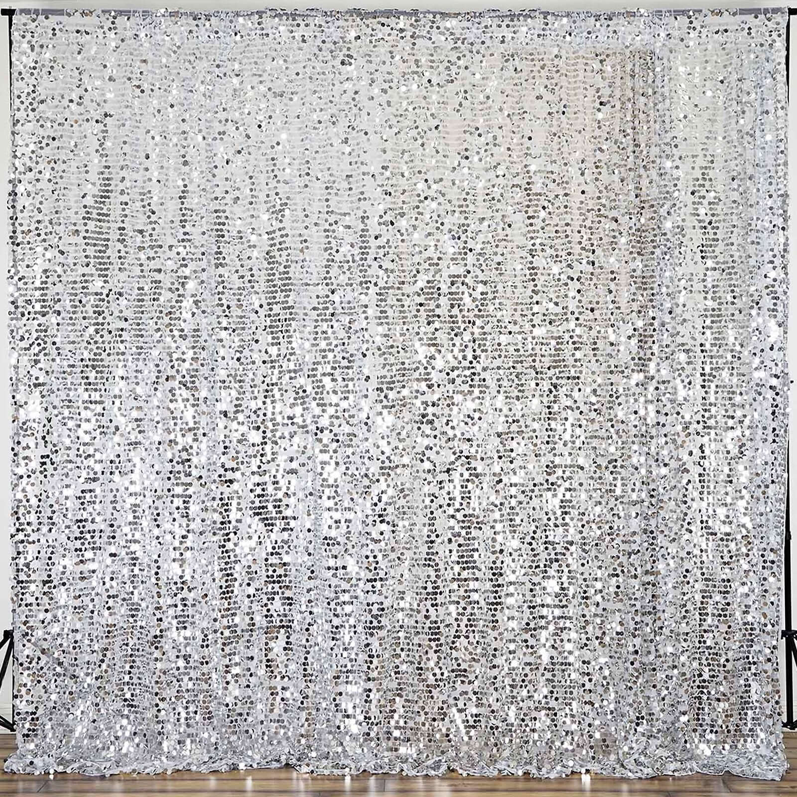 20ftx10ft Silver Big Payette Sequin Event Curtain Drapes, Backdrop Event Panel