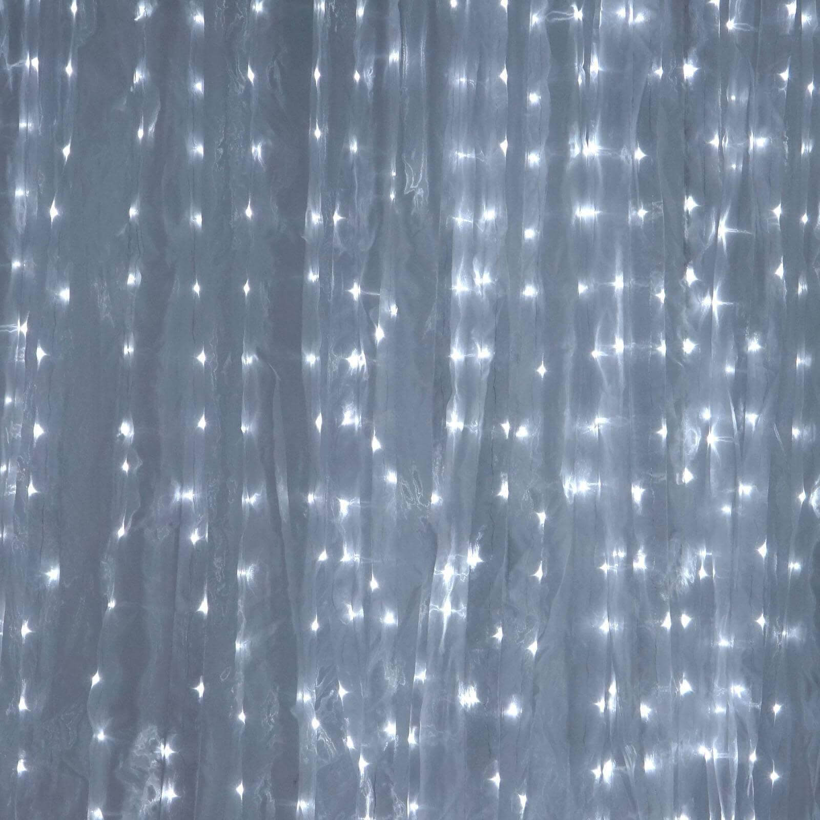 20ftx10ft White Sheer Organza w Cool LED Lights Decorative Curtain Panel - NestOCart