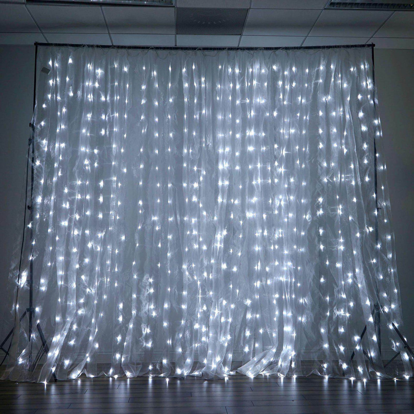 20ftx10ft White Sheer Organza w Cool LED Lights Decorative Curtain Panel - NestOCart