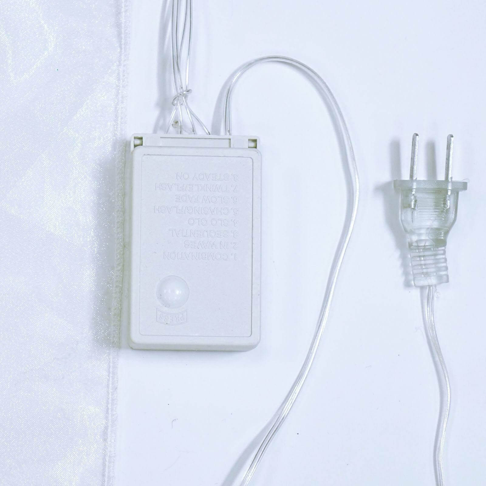 20ftx10ft White Sheer Organza w Cool LED Lights Decorative Curtain Panel - NestOCart