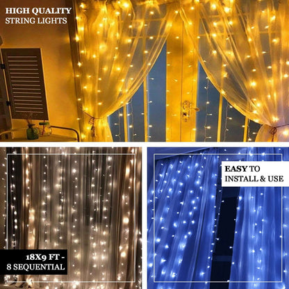 20ftx10ft White Sheer Organza w Cool LED Lights Decorative Curtain Panel - NestOCart