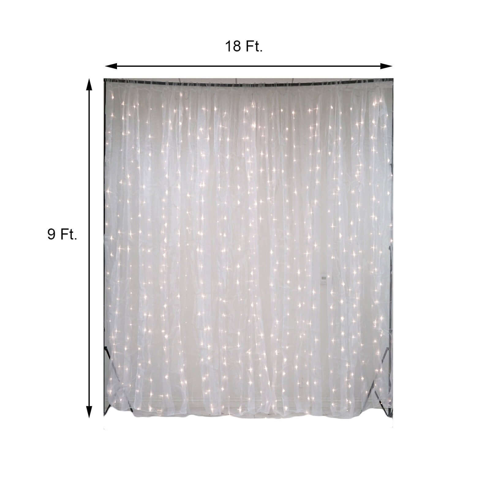 20ftx10ft White Sheer Organza w Warm LED Lights Decorative Curtain Panel - NestOCart