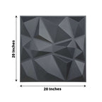 12 Pack 20"x20" Matte Black 3D Texture PVC Diamond Design Wall Tiles, Stick On Waterproof Wall Panels