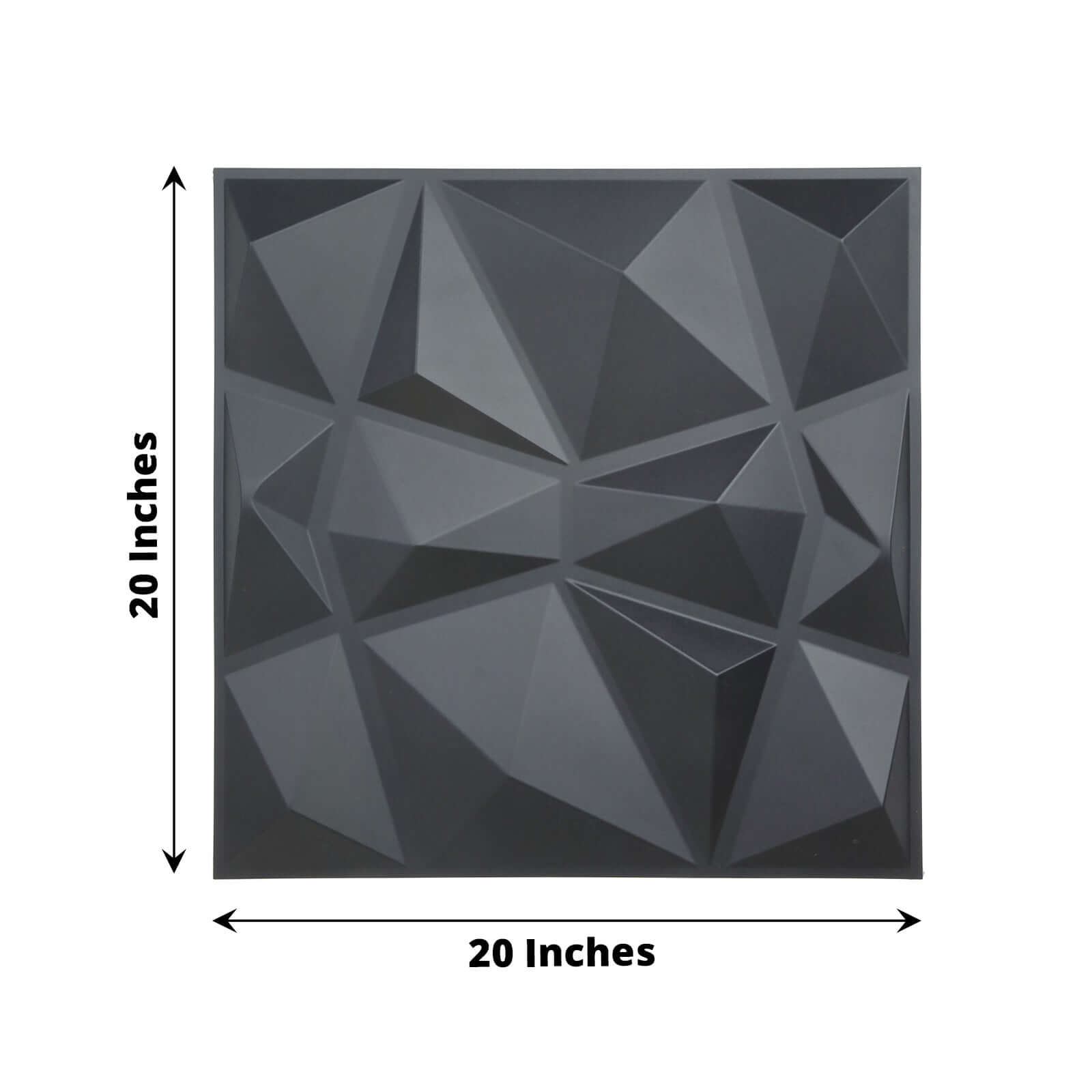 12 Pack 20"x20" Matte Black 3D Texture PVC Diamond Design Wall Tiles, Stick On Waterproof Wall Panels