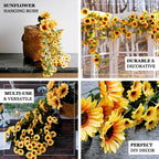 22" Artificial Hanging Vine Sunflower Bush, Draping Bouquet Garland - Bell Racket Store
