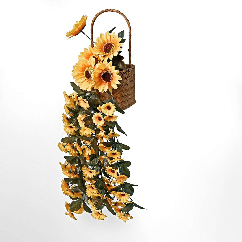 22" Artificial Hanging Vine Sunflower Bush, Draping Bouquet Garland - Bell Racket Store