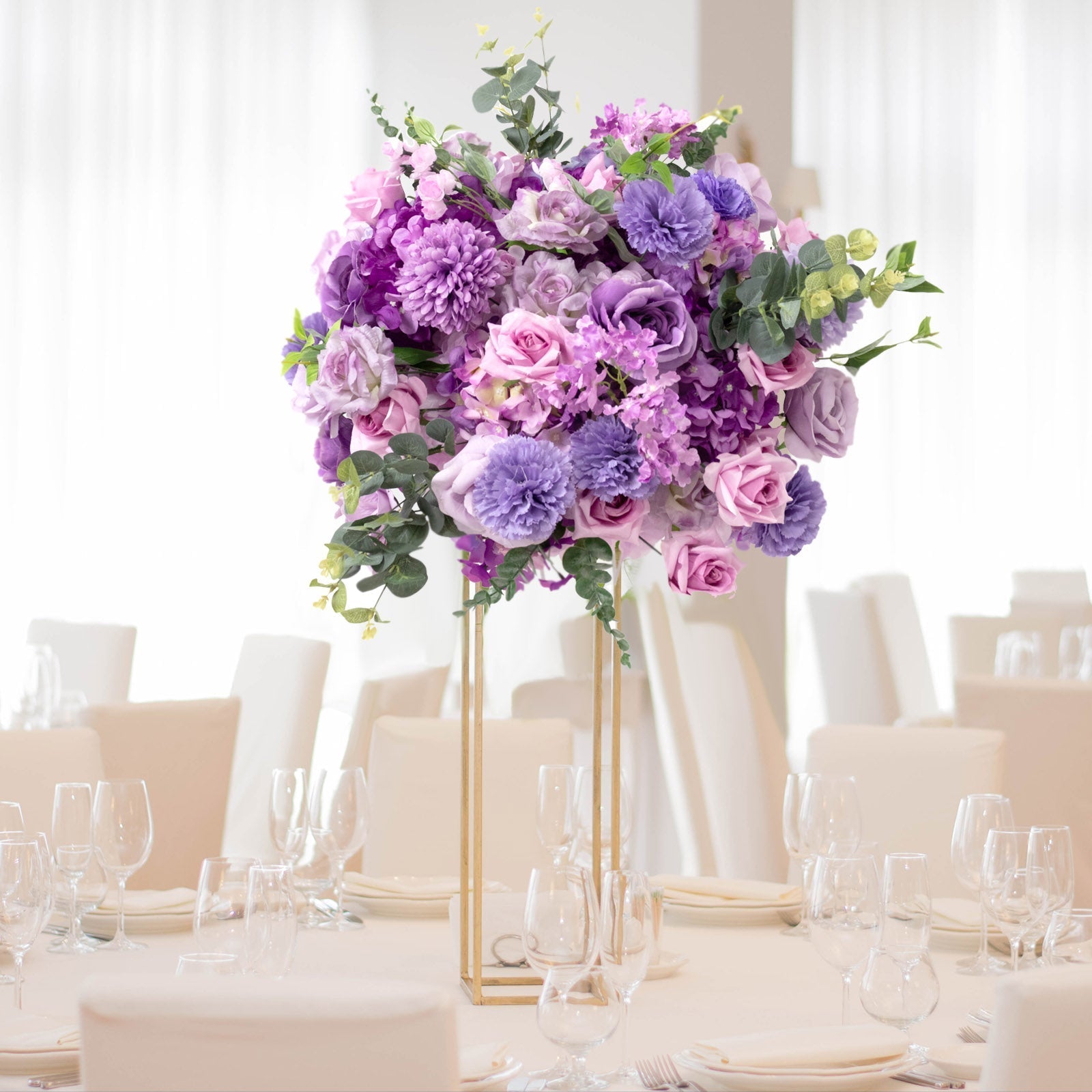 22 - Inch Lavender Lilac Silk Flower Grand Centerpiece â€“ Pre - Arranged Artificial Rose, Hydrangea & Chrysanthemum Ball for Wedding & Event DÃ©cor - Bell Racket Store