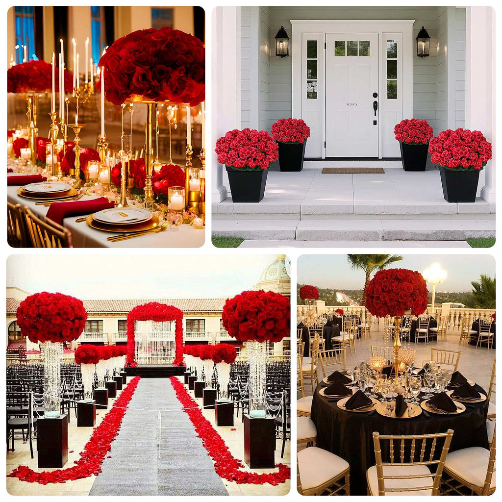 22 - Inch Red Silk Flower Grand Centerpiece â€“ Pre - Arranged Artificial Rose, Hydrangea & Chrysanthemum Ball for Wedding & Event DÃ©cor - Bell Racket Store