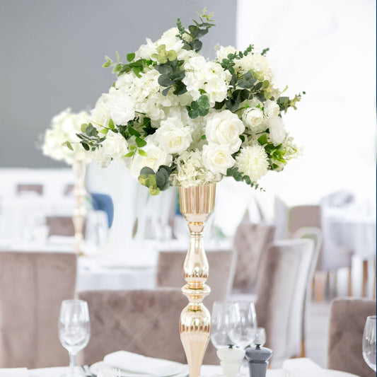 22 - Inch White Silk Flower Grand Centerpiece â€“ Pre - Arranged Artificial Rose, Hydrangea & Chrysanthemum Ball for Wedding & Event DÃ©cor - Bell Racket Store